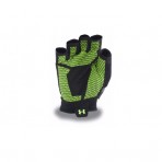 	Sportovní Rukavice od značky Under Armour vhodné pro posilování v černo zelené kombinaci.